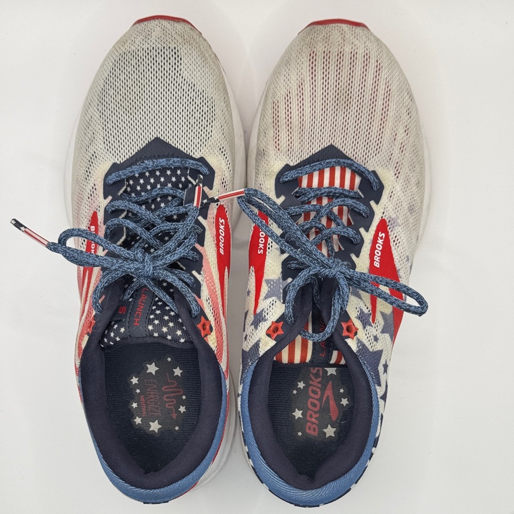 Brooks Womens Athletic Sneakers in Red, White & Blue